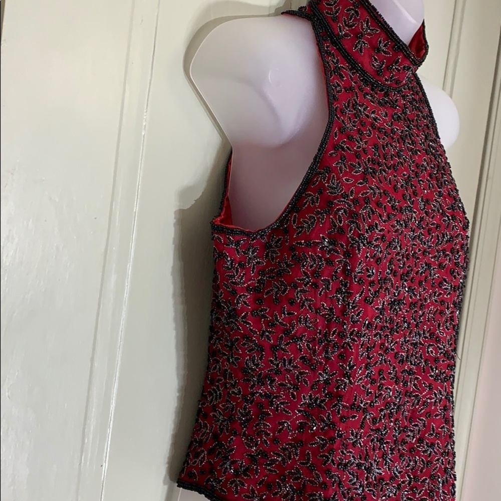 Papell Boutique Evening Silk Beaded Top - Picture 3 of 13
